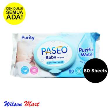 PASEO BABY WIPES PURITY ISI 80 SHEETS PURIFIED WATER NON PERFUMED