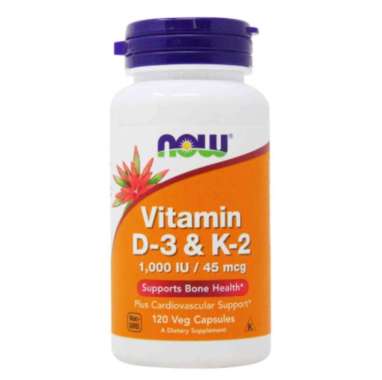 NOW FOODS VITAMIN D-3 K-2 1000 IU 45 MCG 120 CAPS FOOD D3 K2 1000IU