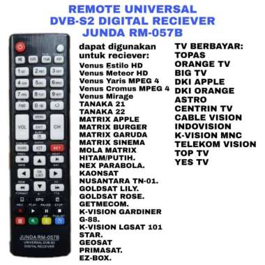 REMOTE UNIVERSAL DVB S2 DIGITAL RECIEVER JUNDA RM 057B