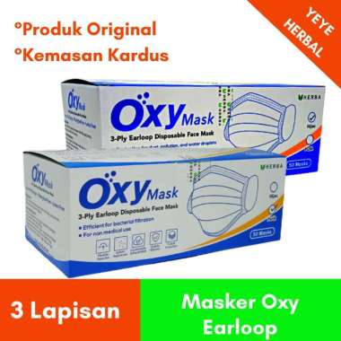 Masker Oxy Mask 3 Ply Earloop Disposable Warna Putih
