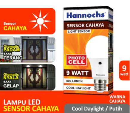 Hannochs Lampu LED Light Sensor / Sensor Cahaya 9 Watt