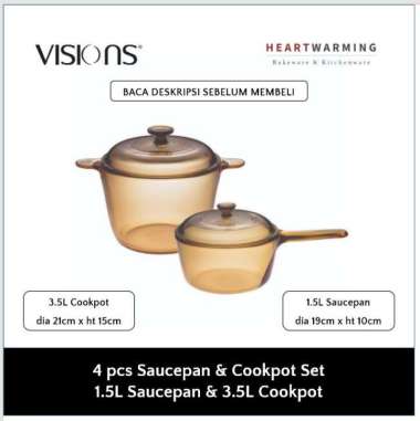 Visions - Cookpot-Saucepan Set (1.5L Saucepan & 3.5L Cookpot) Panci ORI 100% Multicolor