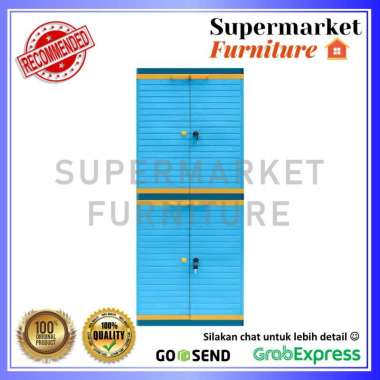 LEMARI PLASTIK MINI CLUB GRAND SUSUN 4 DENGAN KUNCI BUBBLE WRAP 2 LAPIS BIRU