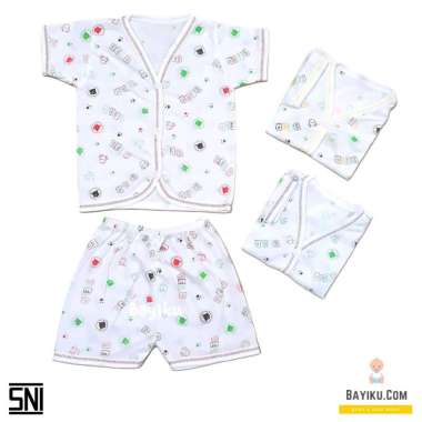 FIYELI (3 set) setelan bayi baru lahir newborn laki perempuan (0-6 bulan) baju celana pendek sni 0-6