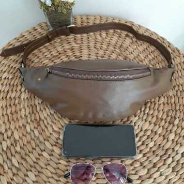 Tas Pinggang Kulit Wanita Tas Kulit Pria Backpack Kulit Pria Asli Garut coklat