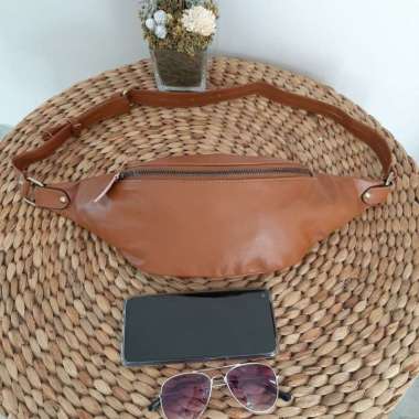Tas Pinggang Kulit Wanita Tas Kulit Pria Backpack Kulit Pria Asli Garut coklat muda(tan)