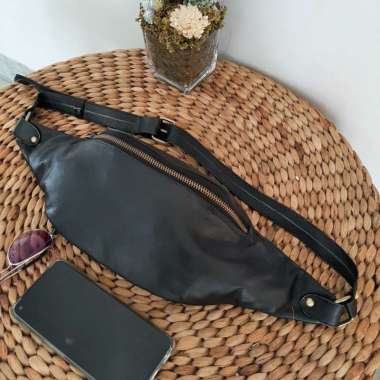 Tas Pinggang Kulit Wanita Tas Kulit Pria Backpack Kulit Pria Asli Garut hitam