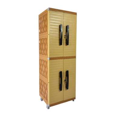 MIAMI KINARA LUXURY LEMARI PLASTIK MINIMALIS 4 PINTU SUSUN Mocca