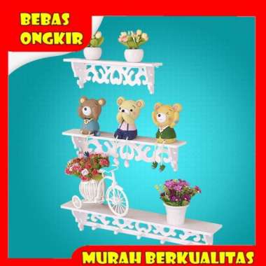 Rak Dinding Kayu 3 Susun Tempat Bunga A536