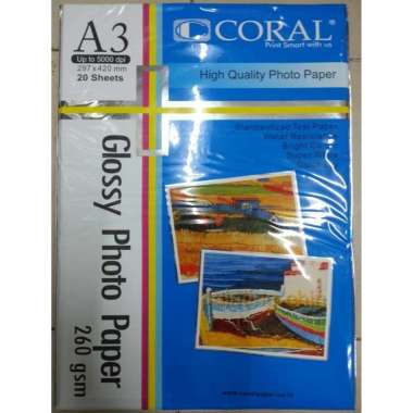CORAL GLOSSY PHOTO PAPER A3 260 GSM