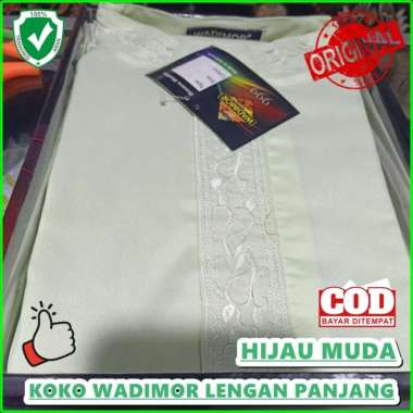 SALE!! Baju koko wadimor hijau muda lengan panjang 100% original pria dewasa ukuran M - XL fashion muslim pakaian atasan dewasa Hijau Muda M
