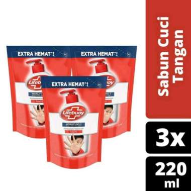 Sabun Cair Cuci Tangan Lifebuoy Total 10 Refill 220ml Paket 3 Pcs