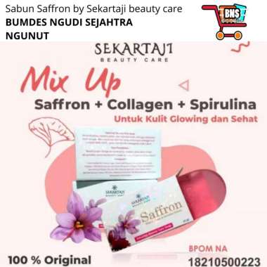 BPOM - sabun saffron sekartaji 40 gr - sabun safron + collagen +spirulina pencerah kulit wajah dan p