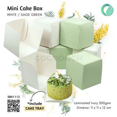(10 PCS) Mini Cake Box include Cake Tray Laminasi White