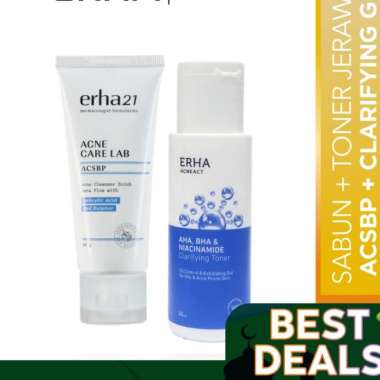ERHA Acne Cleanser Scrub Beta Plus (ACSBP) & Acne Clarifying Toner - ERHA Penghilang Jerawat - Paket