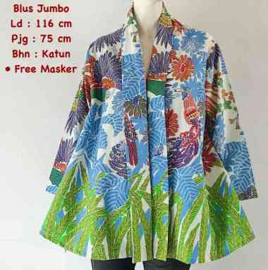 BLUS JUMBO Atasan Batik Blus Batik Blouse Batik Cabut Seragam Batik Kerja Blus Batik Jumbo Blouse Wa