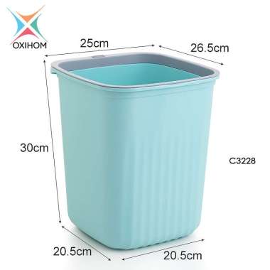 Oxihom Tempat Sampah Kamar Plastik Tong Sampah Kotak Sampah Trash Bin C3228 Biru