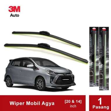 3M Wiper Frameless Mobil Toyota Agya - Ukuran 20 dan 14 inch Hitam