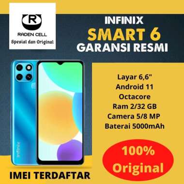 Infinix Smart 6 Ram 2/32 GB Handphone 4G LTE Murah HP Android 4G Murah HP 4G Murah Garansi Resmi 1 T