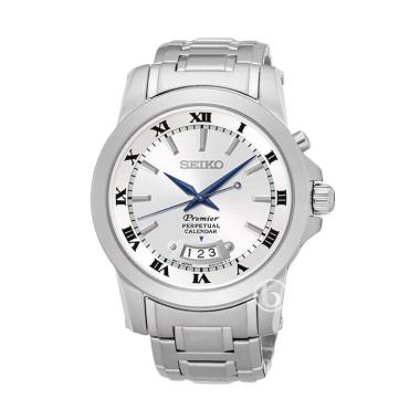 Seiko Premier Perpetual Calendar Jam Tangan Pria [Original/ SNQ145P1] White Silver