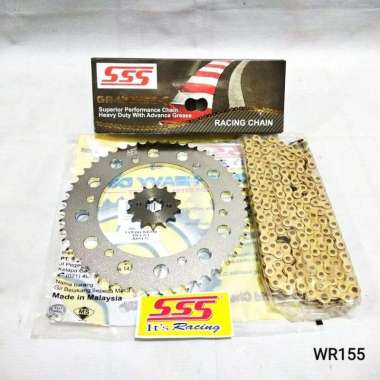Gear Set SSS WR155 dan Rantai SSS 428 HSBT 140 Gold Gold Chrome