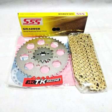 Gear Set TK Racing Satria FU 150 + Rantai SSS 428 SB Gold 14 38