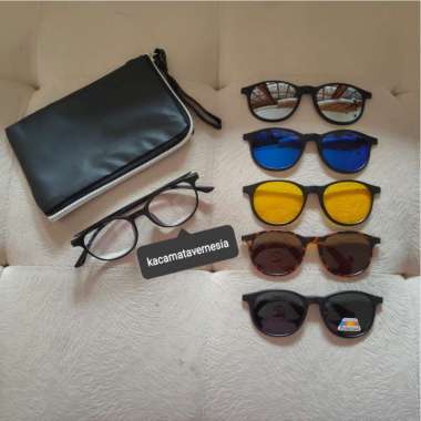 Kacamata Klip On Polarized Magnet 5 Lensa Vernesia 2245 Clip on Pria Wanita