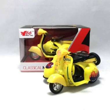 Terbaru Diecast Motor Vespa Side Classic - Miniatur Vespa Scooter Antik