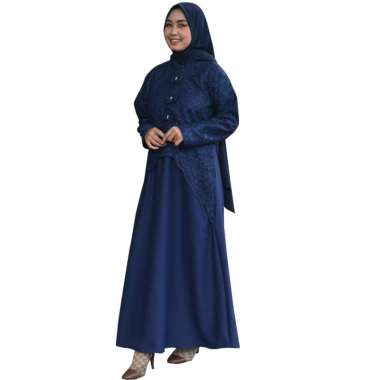 Terlaris Busana Muslim Baju Gamis KAELA MAXI DRESS Bahan Moscrepe Premium Original L navy