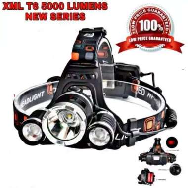 SENTER KEPALA HEADLAMP RJ 3000 3mata 2 baterai 18650 multiwarna