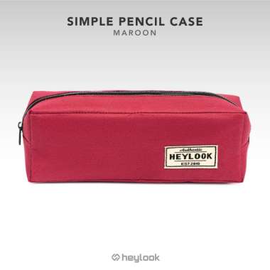 HEYLOOK Tempat Pensil Pencil Case Kostak Kotak Alat Tulis Atk Sekolah Kuliah Kerja Maroon