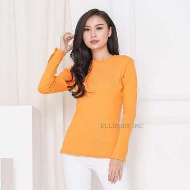 ELLIPSESINC Baju Rajut Lengan Panjang Wanita/Kaos Rajut Lengan Panjang/Premium Button Knit Top L MUS