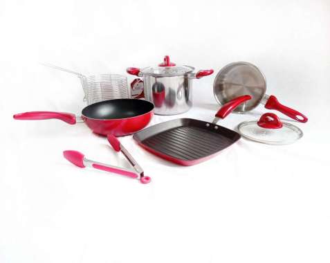 Supra Panci Set Teflon Rosemary 8 Pcs Essential - RED