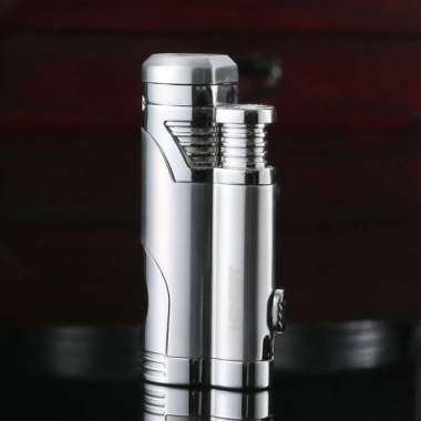 HONEST BCZ359 - Torch Butane Lighter 2 Jet Flame Korek Api Tahan Angin Silver