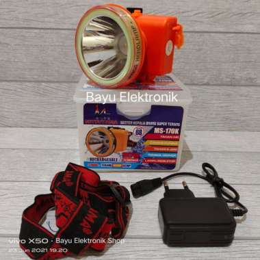 Senter Kepala Selam Visero 50 Watt Super Terang LED Cas Anti Air 100 % ORIGINAL Multicolor