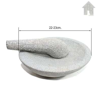 Set Cobek Ulekan Batu Asli Talaga - Bulat D23