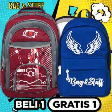 TAS RANSEL SEKOLAH-BELI 1 GRATIS 1-RIPPLE RANSEL LAPTOP+ FREE 1 WINGS TAS LAKI PRIA SD SMP WRN ACAK 