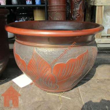 Pot Bunga Teratai Gerabah Natural M - D60