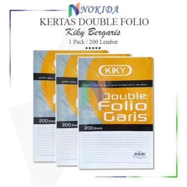 Nokida Kertas Folio Bergaris Kiky [200 Sheets] / Kertas Polio Kiki 1 Pak / Kertas Double Folio Garis