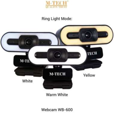 M-TECH WB600 Webcam 1080p Full HD with Ring Light & Microphone 100 % ORIGINAL Multicolor