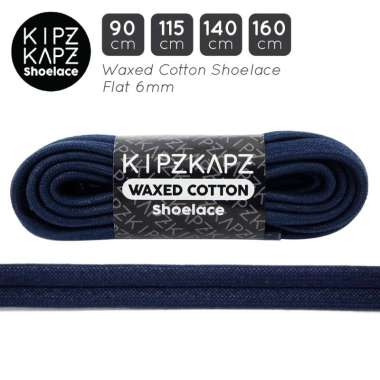 KIPZKAPZ WS38 Tali Sepatu Lilin / Waxed Cotton Flat Shoelace [6mm] 115 cm Navy