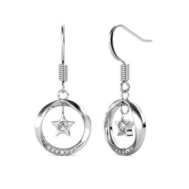 Stellar Hook Earring - Anting Crystal by Her Jewellery - White Gold