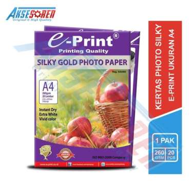 Kertas Photo Silky E-Print A4 260 GSM [1 Pak/20 Lembar] /Silky Gold Photo Paper / Kertas Cetak Foto 