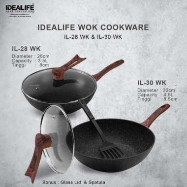 Idealife Wok Kuali Wajan 28 cm / 30 cm IL 28 WK / IL 30 WK IL-28WK IL-30WK IL28WK IL30WK Original 28