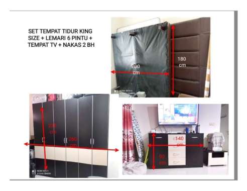 Lemari 6 pintu, tempat tidur, tempat lemari tv (set)-Second
