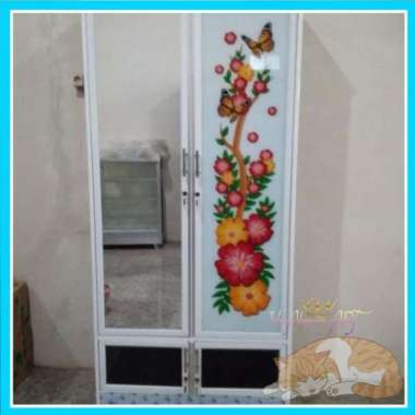 Lemari Baju Pintu 2 Kaca Karakter Unik Alumunium