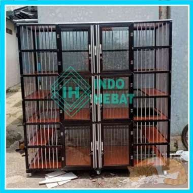 Kandang Kucing Besar 6 Kamar 3 Tingkat Pintu 6 Bahan Aluminium