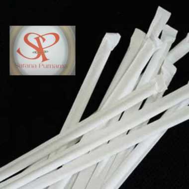 sedotan steril putih/hitam bungkus kertas (isi 500 pcs) sedotan plastik flexible kualitas export ter