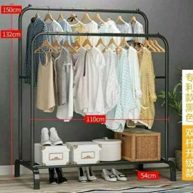 gantungan baju / display baju double big stand hitam