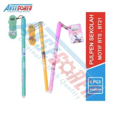 Pulpen Gel Gantung Notes Skateboard Member BTS 1 Pcs / Bulpen Jel / Pulpen Unik Karakter Lucu BT21 /